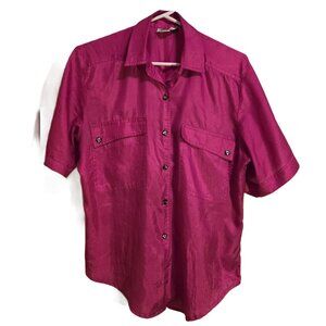 NOTATIONS Bright Fuschia Pink Button Down Blouse/Shirt, Women's 6 Exc. Cond